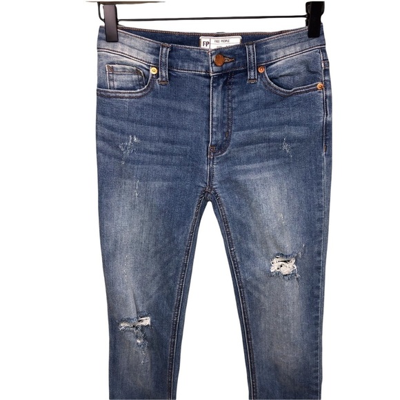 Free People Great Heights Frayed Skinny Jeans Size 24 OB661483 Raw Hem - Picture 5 of 13